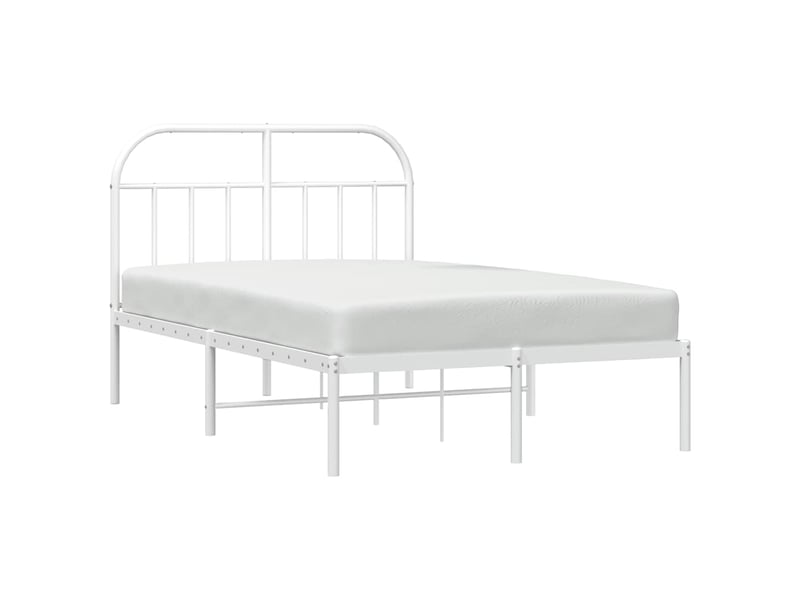  Lit double- lit adulte -  cadre de lit métal sans matelas et tête de lit blanc 120x190 cm  - Conforama D