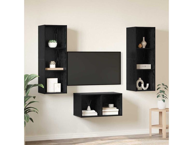  Ensemble meuble tv - banc tv - meuble de rangement chêne noir bois d'ingénierie  - Conforama D