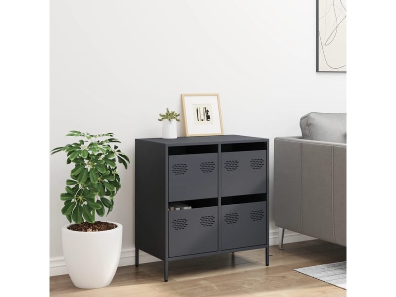  Buffet - bahut - meuble de rangement anthracite 68x39x73,5 cm acier laminé à froid  - Conforama C