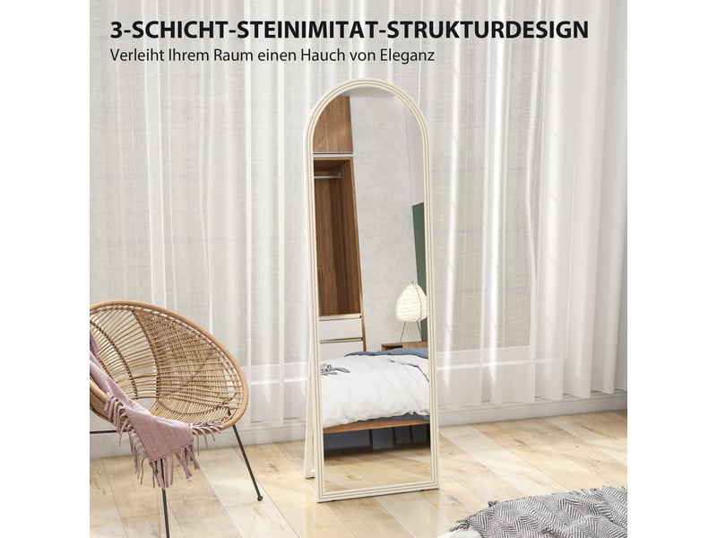  Miroir plein pied cadre cintré effet pierre blanc 50 x 160 cm  - Conforama E