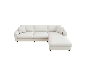 Canapé d'angle réversible 3 places en forme de nuage avec méridienne interchangeable en chenille beige