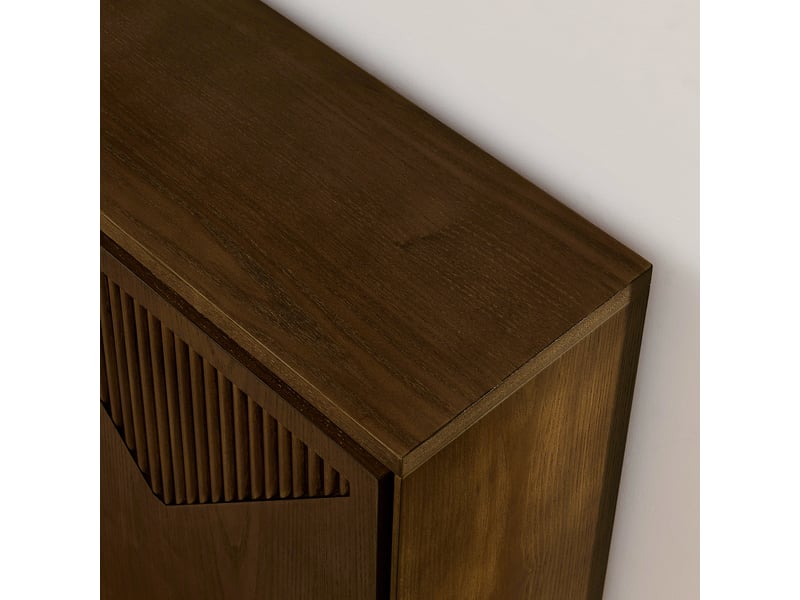 Meuble de rangement v en mdf avec finition bois massif brun style mid-century pour salon, cuisine ou entrée 4071298391664 - Conforama D