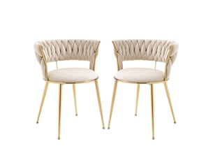 Lot de 2 chaises de salle à manger en velours ivoire