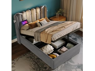 Lit coffre 90x200 cm VIVRYN coloris gris
