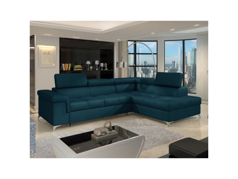  Canapé d'angle convertible palazzo 4 places bleu foncé – angle droit avec 1 coussin  - Conforama E