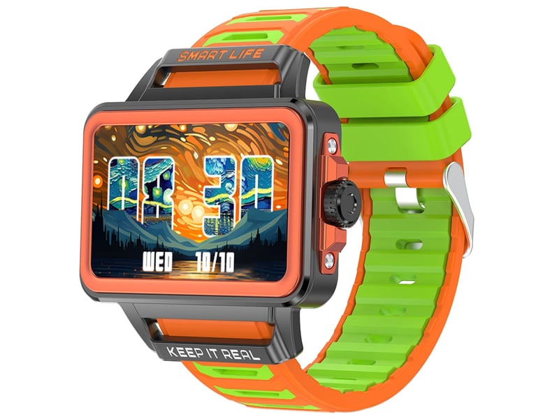 (vert) montre connectée unisexe avec connectivité bluetooth et indice de résistance à l'eau ip68.