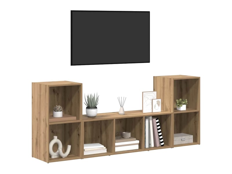  Ensemble meuble tv - banc tv - meuble de rangement 3 pcs marron bois d'ingénierie  - Conforama C