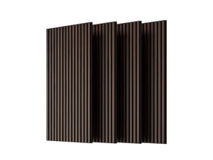 Lot de 4 panneaux acoustiques muraux 3d en bois, noyer foncé, 120 x 60 cm