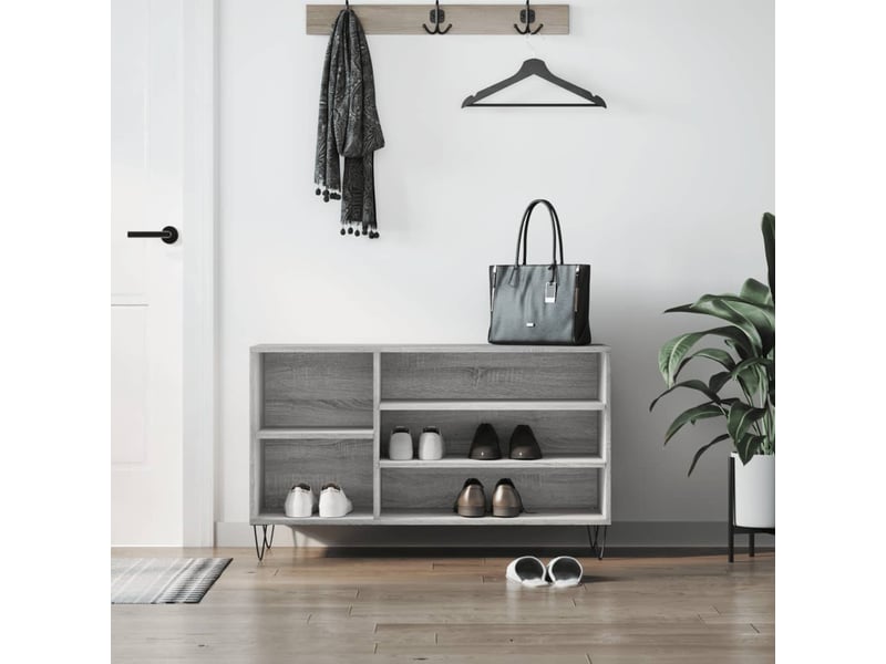  Meuble à chaussure, armoire à chaussures sonoma gris 102x36x60 cm bois d'ingénierie shl945  - Conforama B