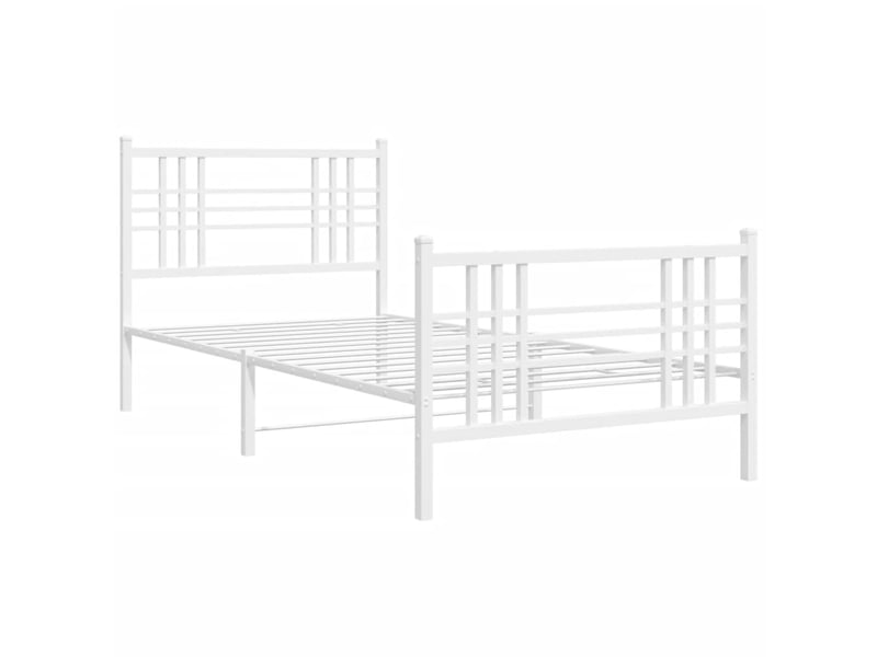  Lit simple- lit adulte -  cadre de lit métal sans matelas et pied de lit blanc 100x200 cm  - Conforama B