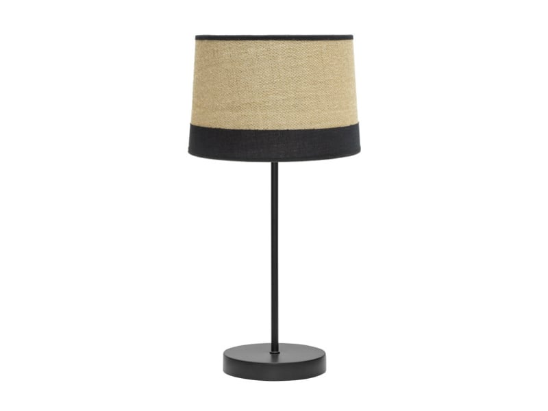  Fabrilamp tietar lampe à poser noire et écrue en toile de jute et lin rayé, 1 x e14, 44 cm 186671009 - Conforama A
