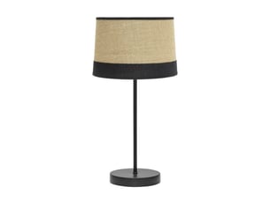 Fabrilamp tietar lampe à poser noire et écrue en toile de jute et lin rayé, 1 x e14, 44 cm