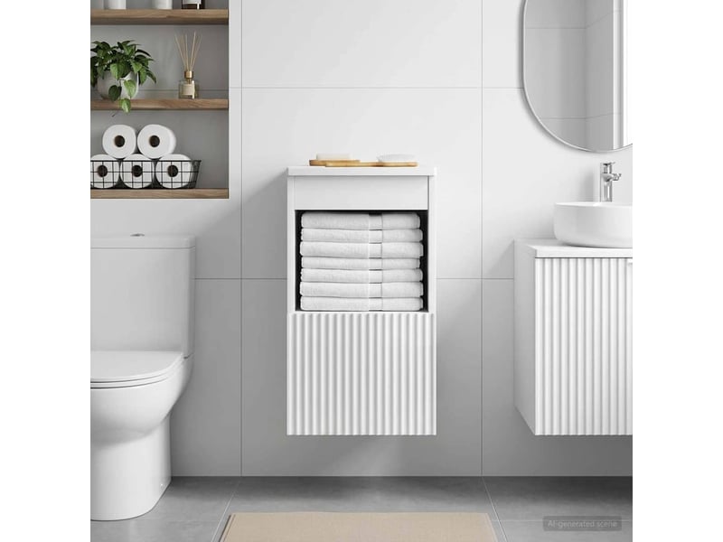  Armoire de salle de bain, meuble de rangement blanc brillant 30x41x50 cm  - Conforama D