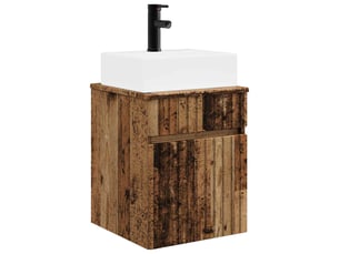 Meuble-sèche avec évier mural bois ancien 39x41x62.5 cm