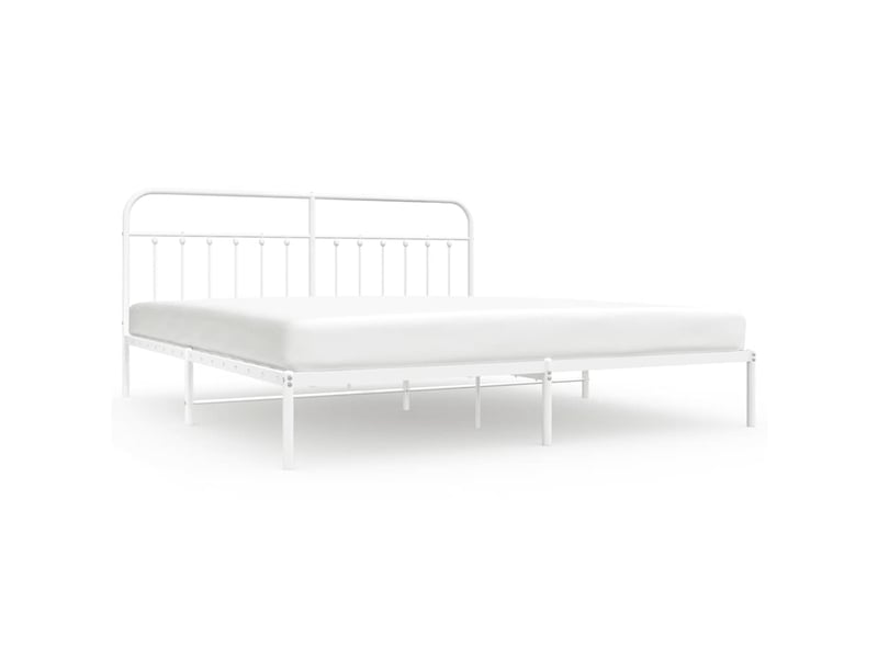 Lit double- lit adulte - cadre de lit métal sans matelas et tête de lit blanc 200x200 cm - Conforama A