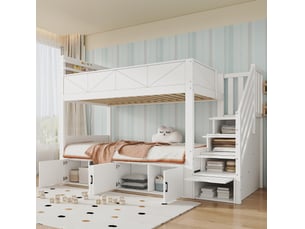 Lit superposé 90x200 cm <strong>MODENVIE</strong>  <strong></strong> coloris blanc