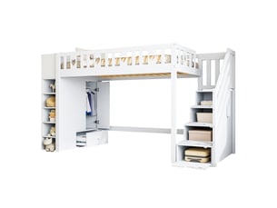 Lit mezzanine 90x200 cm LUHOMFU coloris blanc