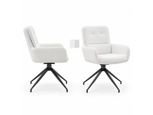Lot de 2 chaises de salle à manger pivotantes 55 x 50 x 85 cm, blanc et noir, pu et métal, rotation 360 degrés