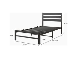 Lit simple 90x200 cm <strong>COVREO </strong> <strong></strong> coloris noir
