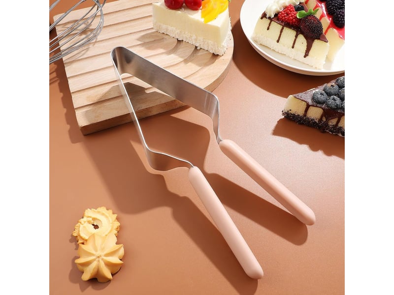  2 pièce coupe-gâteau, coupe-gâteau triangulaire, pince à gâteau réglable, pince à gâteau en acier inoxydable, peut être utilisé pour les fêtes  - Conforama C