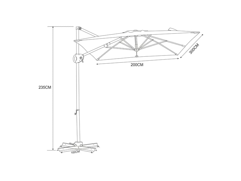  Axi luma parasol déporté rectangulaire avec pied de parasol 200 x 300 cm, anthracitegris | pour jardin terrasse, toile anti-uv indice upf 30+ | housse de protection inclus  - Conforama B