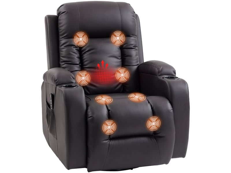  Fauteuil de relaxation inclinable et massant en pu marron 82x99x103 cm  - Conforama A