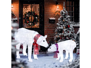 Décoration de noël ours polaire en 2 parties, 140 led blanches, étanche, minuterie, pour une utilisation intérieure et extérieure