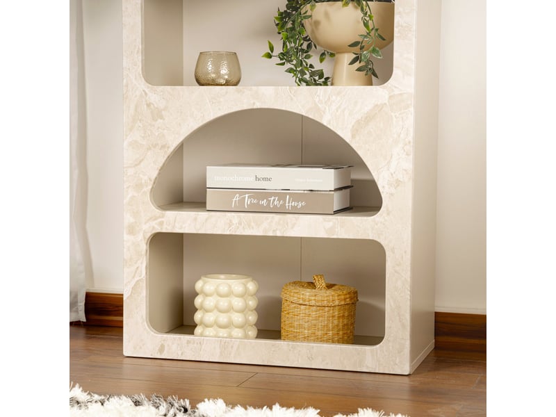  Bibliothèque arsenion, 6 étagères, 60x32x150h cm beige marbre Arsenion - Conforama E