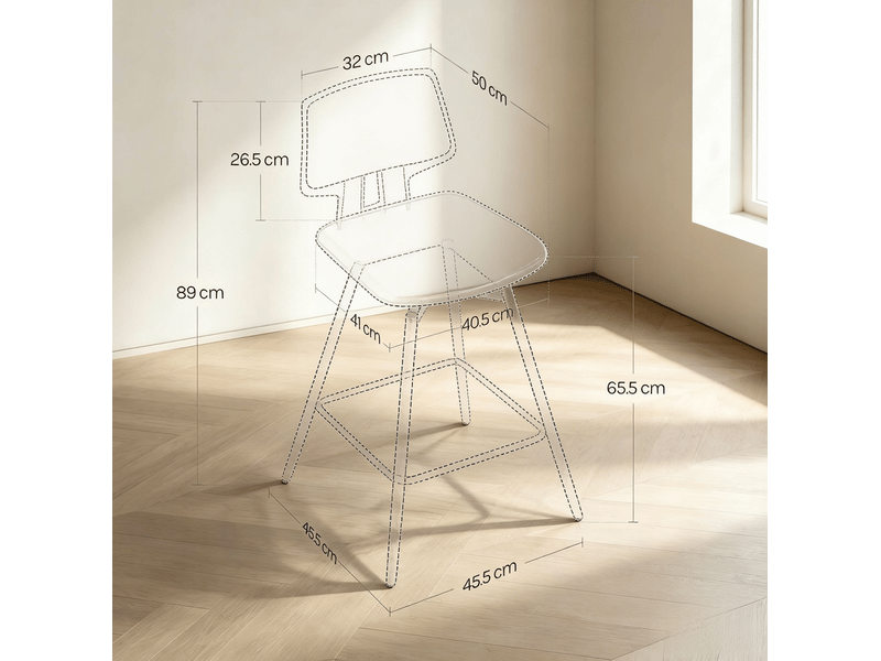 Lot de 2 tabourets de bar pivotants avec dossier et repose-pieds en similicuir marron 45,5 × 45,5 × 89 cm - Conforama C