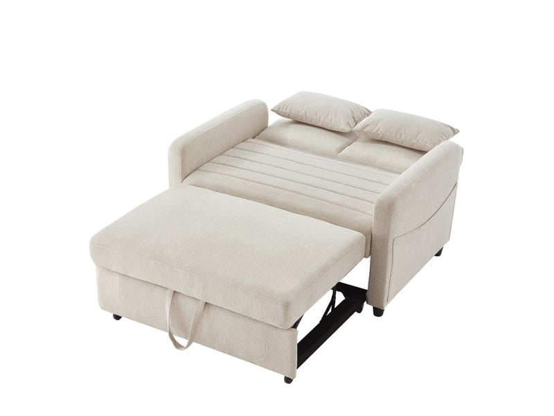 Canapé‑lit 2 places pliable et extensible, dossier réglable sur 3 positions, revêtement en tissu coton‑lin respirant Fay Lum - Conforama R