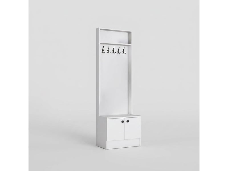  Meuble d'entrée avec porte-manteau, meuble à chaussures et étagères zareth - blanc  - Conforama A