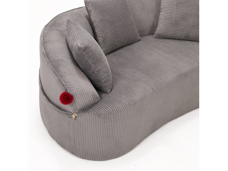 Canapé 2 places arrondi en velours côtelé gris foncé 163x93x68 cm - Conforama W