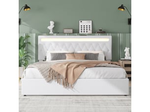 Lit coffre 180x200 cm ZOVIRA   coloris blanc