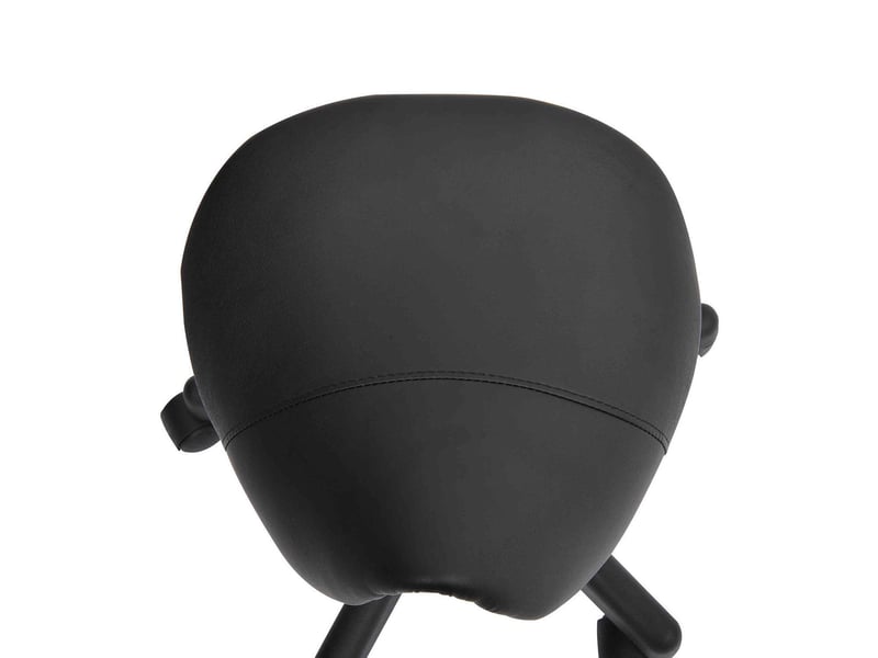  Tabouret pivotant 35x38x43-55 cm, hauteur réglable, avec roulettes, assise en forme de selle, similicuir couleur noir  - Conforama E