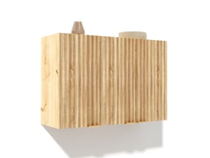 Armoire murale avec 3 portes, rangement fermé et poignées dorées pour cuisine, en mdf naturel, 90 × 29 × 60 cm