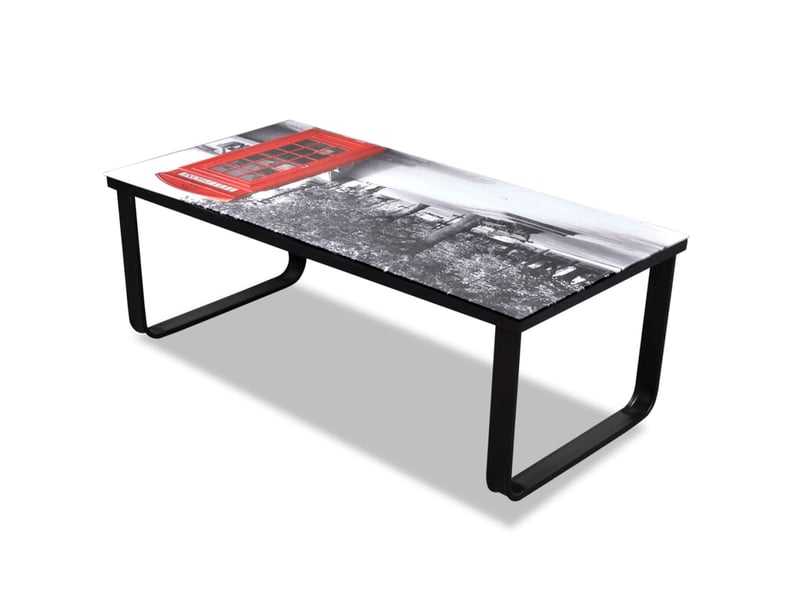  Table basse | table d'appoint salon avec impression de cabine téléphonique dessus verre  - Conforama E