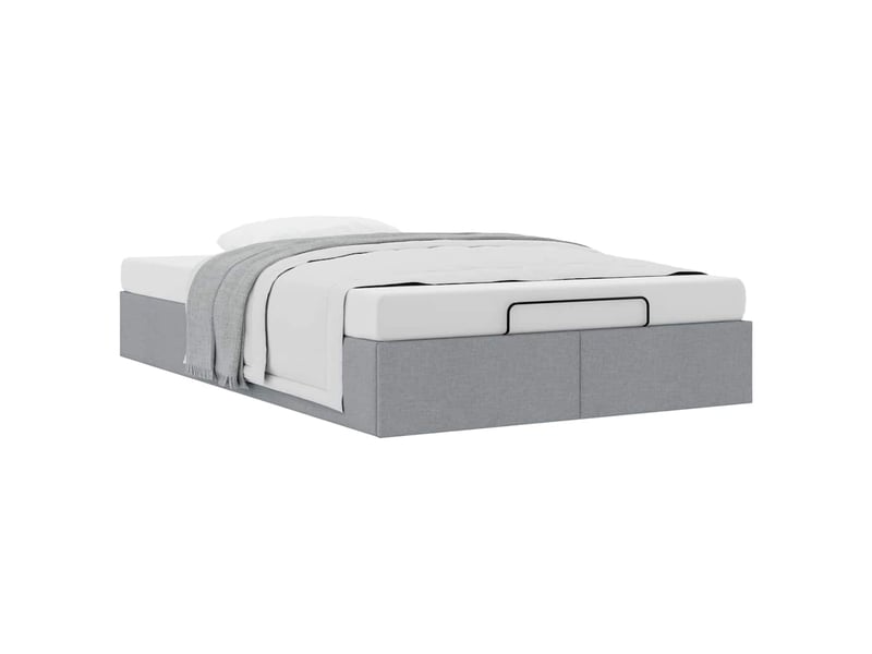  Lit double- lit adulte -  cadre de lit ottoman sans matelas gris clair 120x200 cm tissu  - Conforama D
