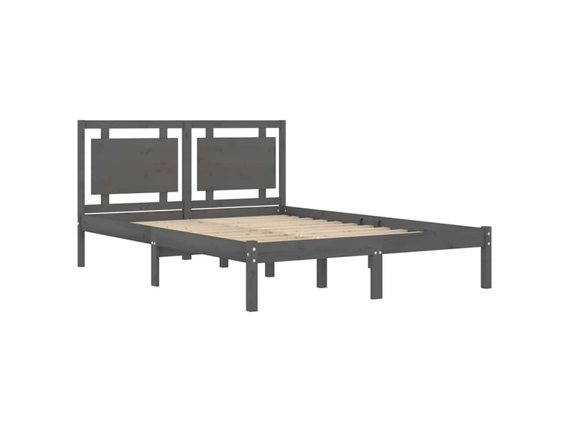  Lit double- lit adulte -  cadre de lit sans matelas gris 200x200 cm bois massif  - Conforama C