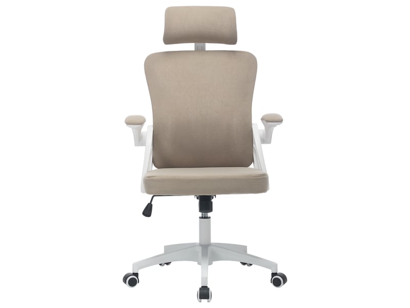 Chaise de bureau 65 x 58 x 118,5-128 cm – chaise ergonomique – appui-tête réglable – blanc - Conforama A