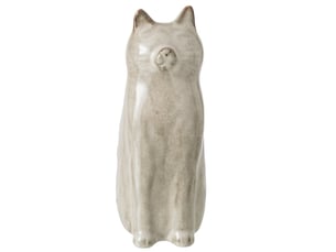 Vase design en porcelaine chat 26cm gris vert