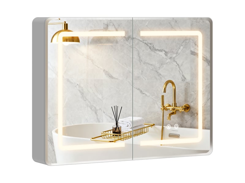  Armoire de toilette led avec miroir anti-buée en aluminium 80 x 13,5 x 60 cm  - Conforama B
