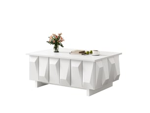 Table basse avec 3 portes 95x67x39,5 cm blanche en panneau de particules