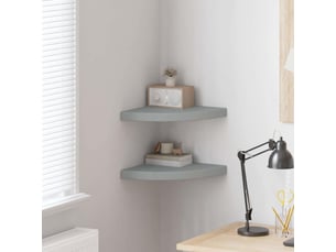 Lot de 2 étagères d'angle flottantes, étagères murales gris 35x35x3,8 cm mdf cf42767