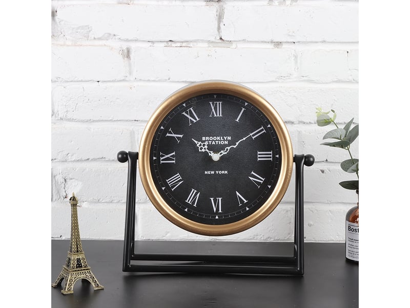  Horloge à poser en métal noir et doré  - Conforama B