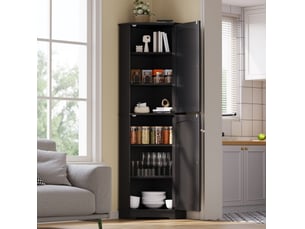 Armoire d'angle de rangement 42x42x166 cm - noire - 2 portes et étagères réglables, format compact
