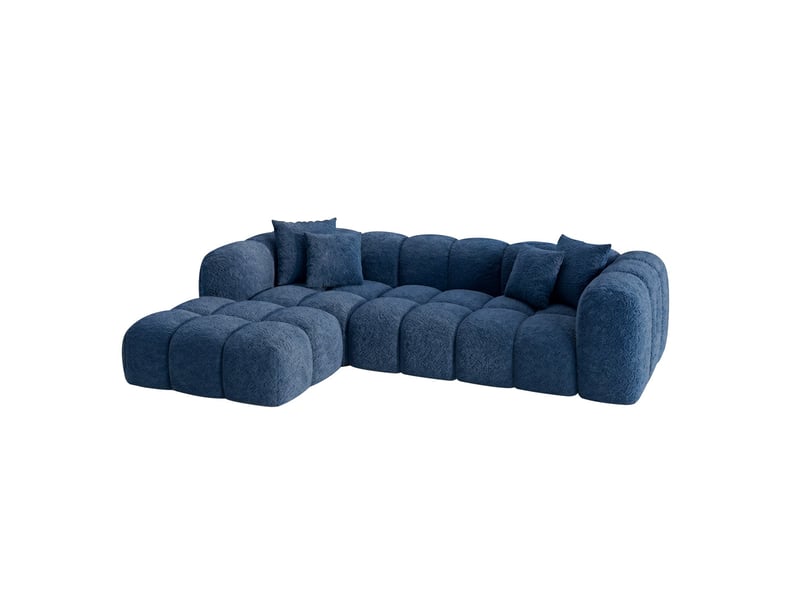 Canapé nuage angle gauche en bouclette bleu - alba - morphea Alba Convertible - Conforama A
