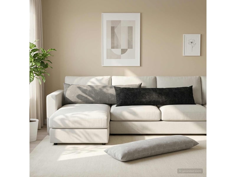  Lot de 2 housses de coussin heerlen anthracite 40 x 145 cm cf49047  - Conforama C