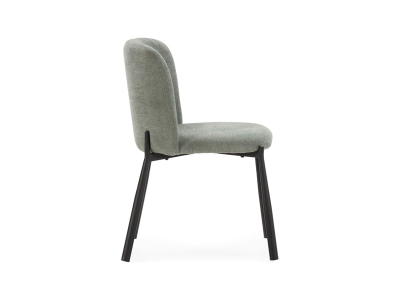  Lot de 2 chaises repas en tissu texturé vert et métal noir - popki  - Conforama E