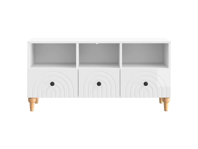  Meuble tv - banc tv - meuble de rangement 102 x 34,5 x 50 cm blanc brillant bois d’ingénierie  - Conforama E