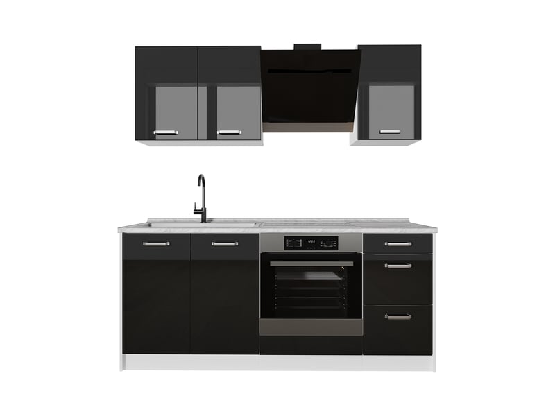  Vicco cuisine, noir haute brillanceblanc, 180cm sans plan de travail  - Conforama A